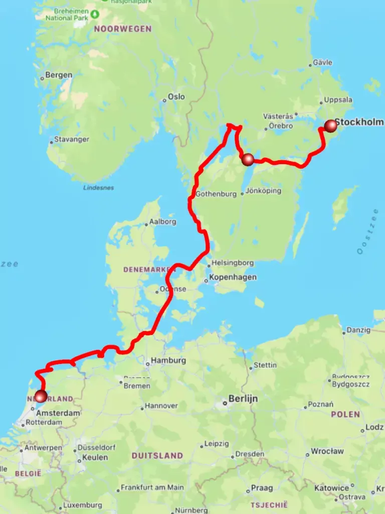 route heenreis zweden 2018